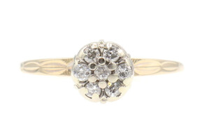 Women's 7-Stone 0.20 Ctw Round Diamond Cluster 14KT Yellow Gold Estate Ring 1.7g