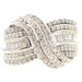 1.0 cttw Women's Diamond Round & Baguette Swirl Statement Ring 10KT White Gold