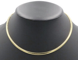 Estate High Shine 14KT Yellow Gold 4mm Classic Omega Chain Necklace 17" - 17.56g