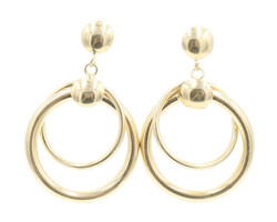 Women's Estate 14KT Yellow Gold Interlocking Double Hoop Dangle Earrings - 4.05g