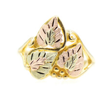 Estate Grape Leaf Two Tone 10KT Yellow & Rose Gold Women's Ring Size 8 1/4 4.7g