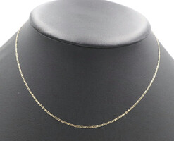 14KT Yellow Gold High Shine 1.4mm Wide Thin Mariner Link 16" Necklace - 0.91g