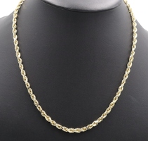 High Shine 10KT Yellow Gold 4.1mm Wide Classic Rope Chain Necklace 21" - 7.90g