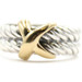 Sterling Silver and 18KT Yellow Gold Cable X 9.1mm Wide Ring by Alisa Size 6.5