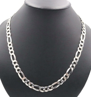 Classic Sterling Silver (925) Heavy 24" Figaro Chain 10.1mm Wide Necklace 47.54g