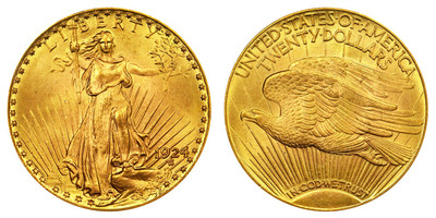 United States 1924 $20 Gold Double Eagle with Motto