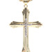 10KT Two Tone 2" Diamond Cut Cross Pendant on 21" 10KT Yellow Gold Necklace 9g