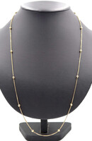 Estate 18KT Yellow Gold 4mm Ball Bead Box Chain 29" Station Necklace - 11.76g 