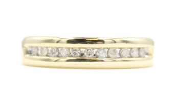 Channel Set 0.22 Ctw Round Cut Diamond 10KT Yellow Gold Wedding Band Size 10 3/4