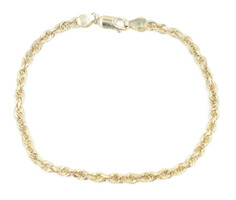 Classic High Shine 14KT Yellow Gold 3.7mm Rope Chain Bracelet 8 1/4" 7.75g by MA