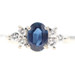 Women's 0.58 Ct Oval Natural Sapphire & Round Diamond 18KT White Gold Ring 2.94g