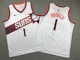  Kid Suns 1 Devin Booker White 2024 Stitched Nike Basketball Jerseys Size XL