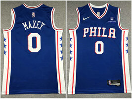 76ers 0 MAXEY Blue 75th Anniversary Diamond 2022 Nike Stitched Basketball Jersey