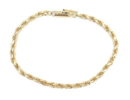 Classic High Shine 14KT Yellow Gold 3.8mm Rope Chain Bracelet 7.5" - 8.16 Grams