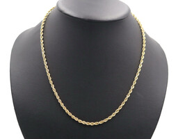 High Shine 14KT Yellow Gold 3.8mm Wide Heavy Rope Chain Necklace 21" - 20.97g