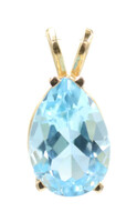 Women's Solitaire 6.75 Ct Teardrop Cut Blue Topaz 14KT Yellow Gold Pendant 3.02g