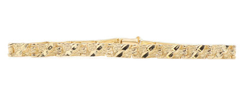 Estate 14KT Yellow Gold Nugget Bar Link Bracelet - 13.14 Grams 7" 5mm Wide Heavy