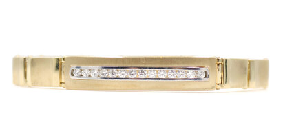 Estate 14KT Yellow Gold 0.84 ctw Round Diamond Channel Set 7.5" Heavy Bracelet