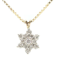 Estate 0.34 ctw Round Diamond Cluster 14KT Gold Pendant on 10KT Gold 15.5" Chain