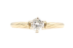 Solitaire 0.28 Ctw Round Diamond 14KT Yellow Gold Engagement Ring Size 3 3/4