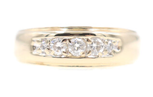 Estate 0.39 Ctw Round Diamond 14KT Yellow Gold Classic Wedding Band Ring 4.7g