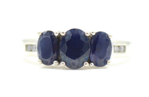 1.60 Ctw Past Present Future Lab-Created Sapphire & Diamond 14KT White Gold Ring