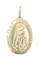 Classic 10KT Yellow Gold Saint Christopher Oval Necklace Pendant 0.88" - 1.84g