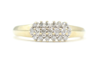 Women's Estate 0.34 Ctw Round Diamond 10KT Yellow Gold 3-Row Cluster Ring by HN