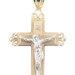 Classic High Shine 10KT Two-Tone Gold Inri Crucifix Cross Necklace Pendant 1.4"