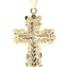 14KT Yellow Gold Diamond Cut and Nugget Style 38.5mm Cross Necklace Pendant 2.6g
