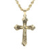 Classic 10KT Yellow Gold 32mm Cross Pendant w 20" 2.3mm Rope Chain Necklace 4.9g