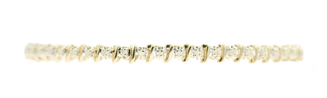 Estate 0.90 ctw Round Diamond 14KT Yellow Gold 4.3mm 7 1/4" Tennis Bracelet 7.1g