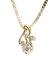 14KT Yellow Gold 0.57 ctw Round & Euro Cut Diamond Pendant Estate 17" Necklace