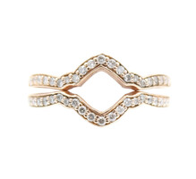 Women's Two Piece 14KT Rose Gold 0.42 ctw Round Diamond Ring Jacket Set 3.8g 