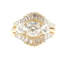 1.45 ctw PPF Round and Baguette Cut Diamond 14KT Yellow Gold Wedding Ring Set