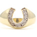 Classic 10KT Yellow Gold 0.05 ctw Round Diamond 12.9mm Horseshoe Ring - 4.7g 