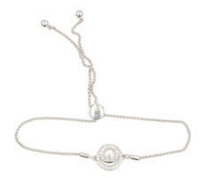 Women's 0.38 ctw Round Diamond 10KT White Gold Adjustable to 10" Bolo Bracelet. 