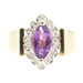 Estate 0.38 Ct Marquise Cut Amethyst & Round Diamond Halo 14KT Yellow Gold Ring