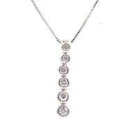 0.35 ctw Round Diamond Bezel Set Journey Pendant 14KT White Gold 18.5" Necklace