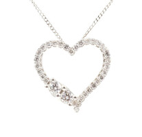 Ever Us Heart Necklace 1/2 cttw Round Diamond 14K White Gold Heart Necklace 3.8g