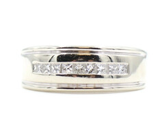 Men's 0.54 ctw Channel Set Princess Cut Diamond & Black Diamond 14KT Gold Ring