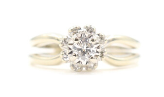 Estate Illusion-Set 0.24 Ctw Round Diamond 14KT Yellow Gold Halo Engagement Ring