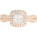 0.52 Ctw Princess & Round Diamond 10KT Rose Gold Twisted Shank Double Halo Ring