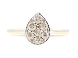 0.28 ctw Round Diamond Pear Cluster Ring in 10KT White Gold Engagement Ring 2.6g