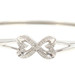 Sterling Silver (925) 0.10 Ctw Round Diamond Infinity Heart Bangle Bracelet 7"