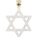 Iced 10KT Yellow Gold Round CZ Hexagram / Star of David Necklace Pendant 1.3"