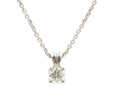 Estate 0.54 ctw Round Diamond Solitaire Necklace Pendant on 14KT Gold Necklace