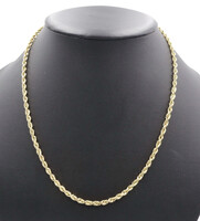 High Shine 10KT Yellow Gold 3.4mm Wide Classic Rope Chain Necklace 21" - 18.27g