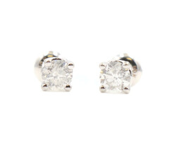 Classic 1.15 ctw Round Diamond 10KT White Gold Solitaire Estate Stud Earrings 