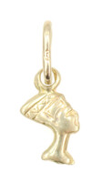 High Shine Dainty 14KT Yellow Gold Egyptian Pharaoh Head Necklace Pendant 17.7mm